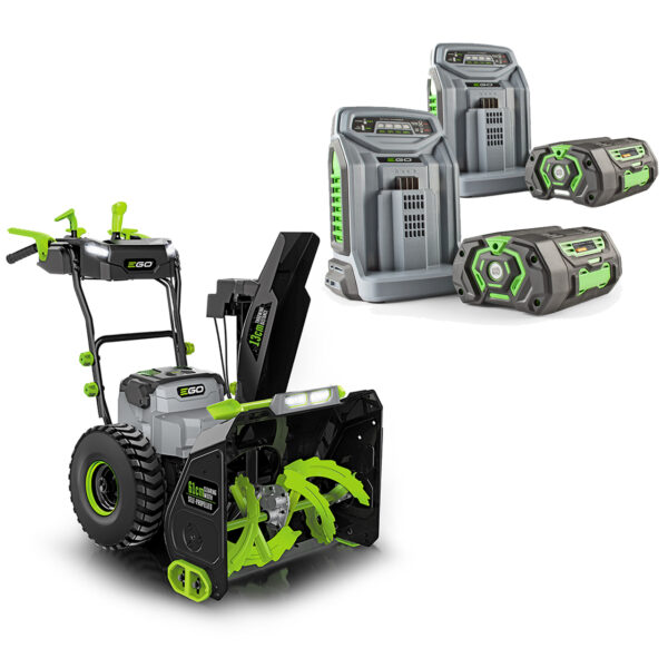 EGO Schneefräse SNT2400E, 61 cm Räumbreite, 55t/h, inkl. 2x 7.5 Ah Batterie und 2x Schnellladegerät